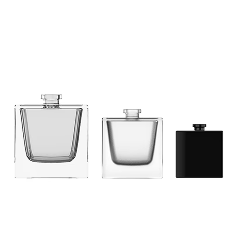 YF-PB143 Square Perfume Bottles with Black Square Caps