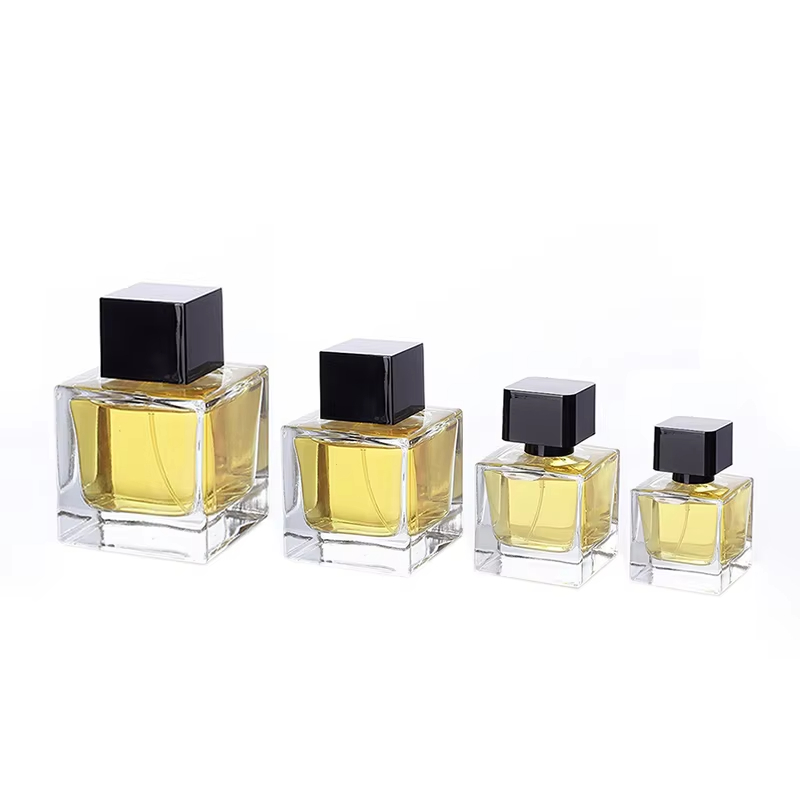 YF-PB143 Square Perfume Bottles with Black Square Caps
