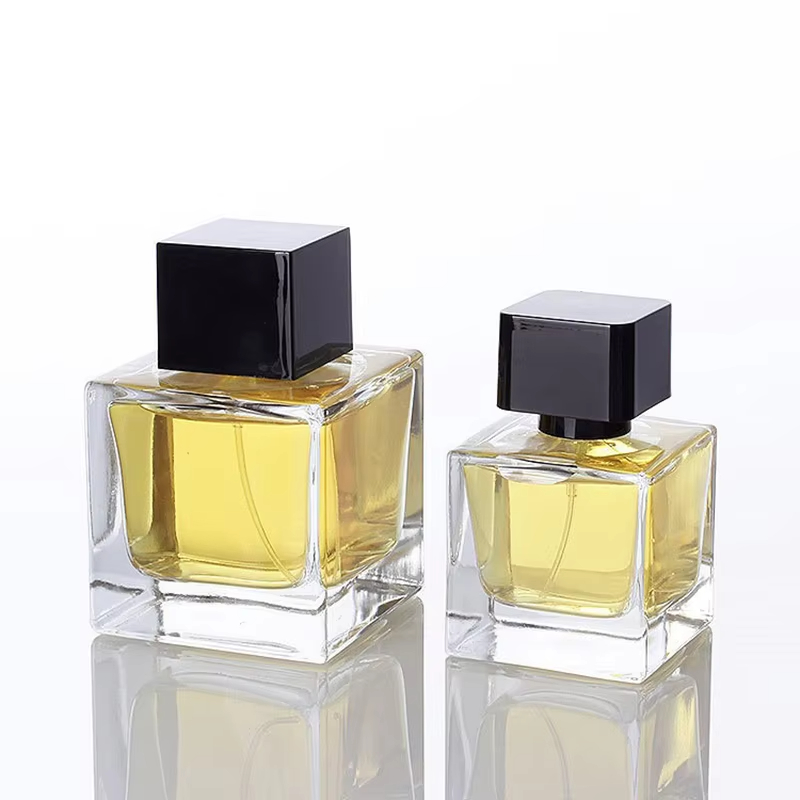 YF-PB143 Square Perfume Bottles with Black Square Caps