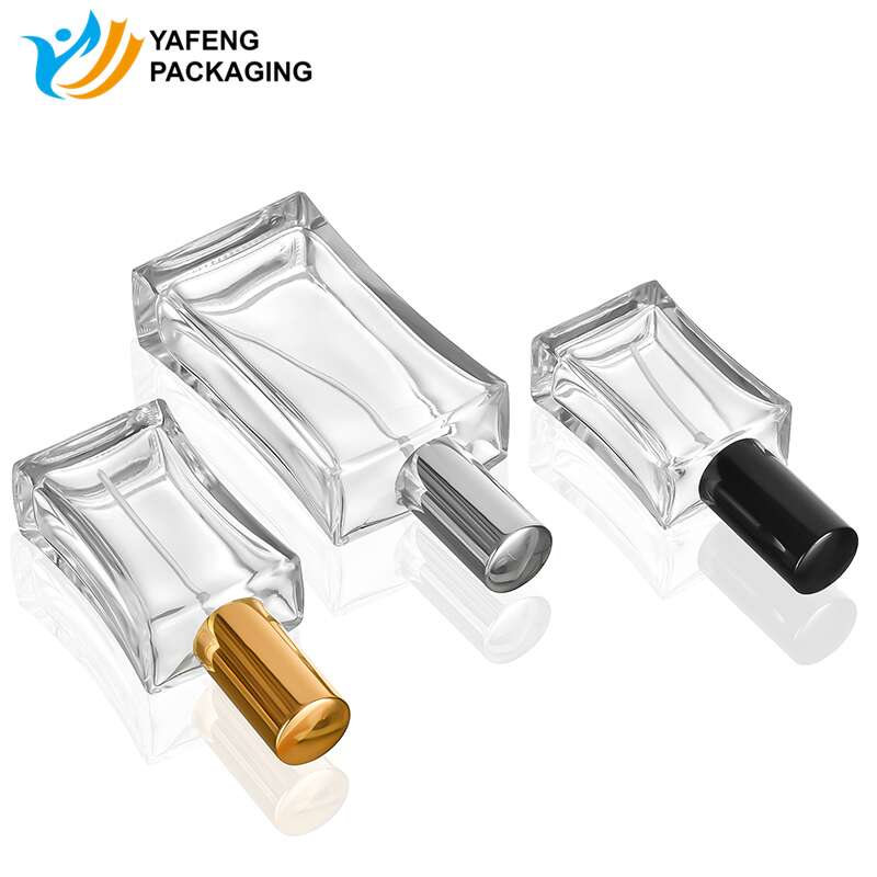 YF-PB005 Rectangular Perfume Bottles with Black Cylindrical Aluminum Caps