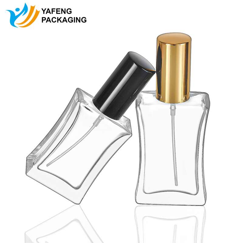 YF-PB005 Rectangular Perfume Bottles with Black Cylindrical Aluminum Caps