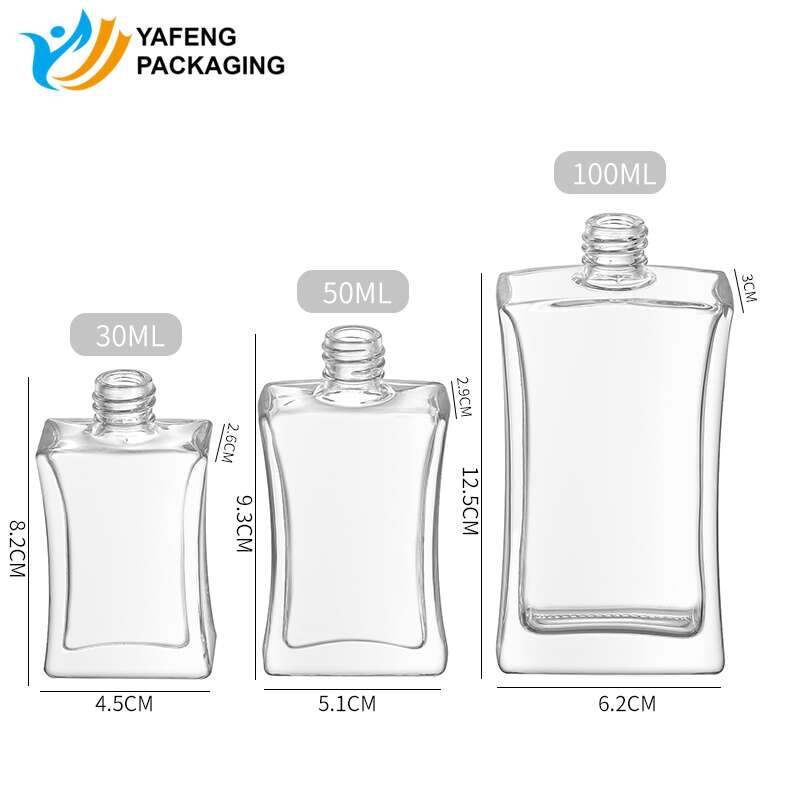 YF-PB005 Rectangular Perfume Bottles with Black Cylindrical Aluminum Caps