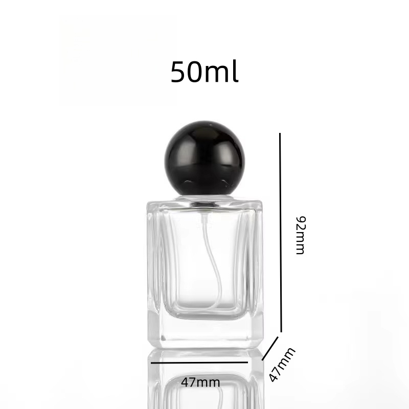 YF-PB001 Square Perfume Bottles with Spherical Plastic Caps