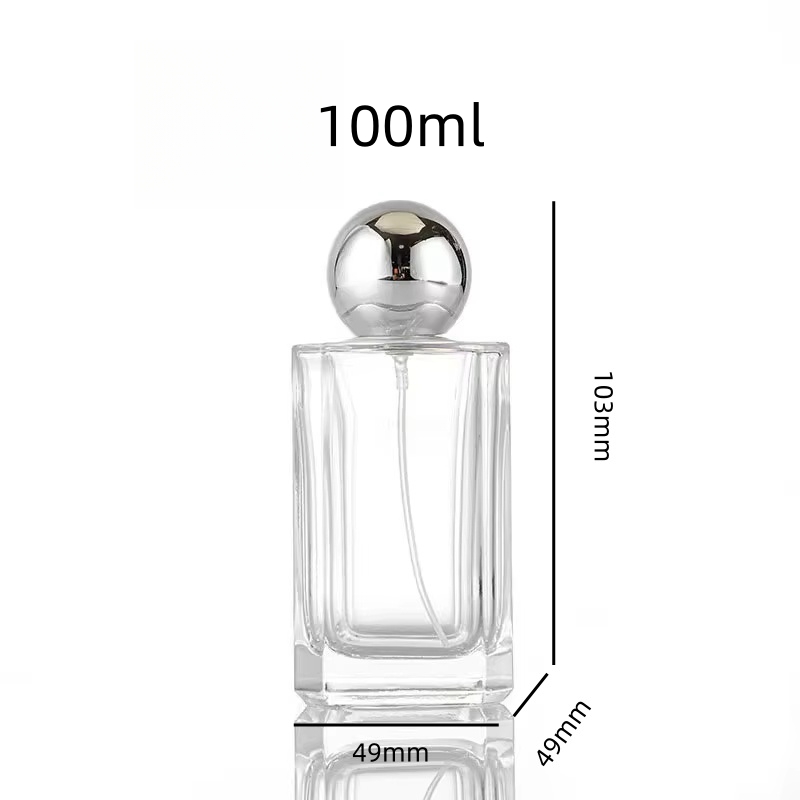 YF-PB001 Square Perfume Bottles with Spherical Plastic Caps