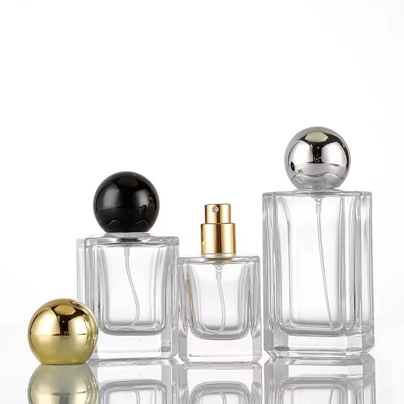YF-PB001 Square Perfume Bottles with Spherical Plastic Caps