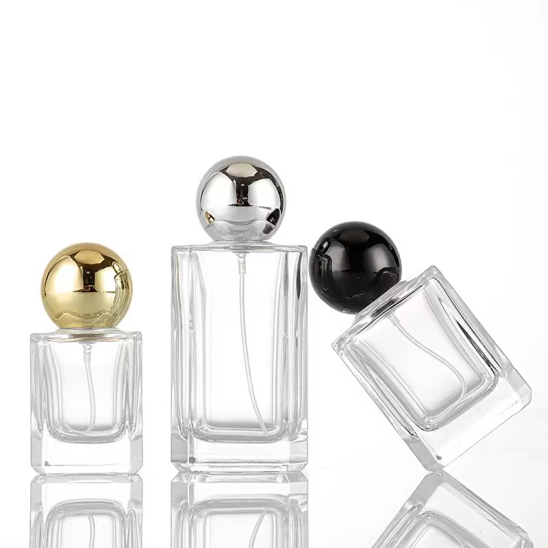 YF-PB001 Square Perfume Bottles with Spherical Plastic Caps
