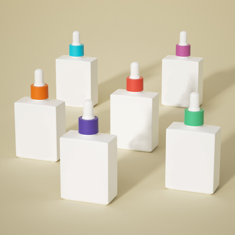 YF-OL001 Flat Square Glass Essential Oil Dropper Bottle with Plastic Tip Dropper