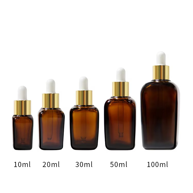 Square Amber Glass Dropper Bottles Factory Direct YF-GOM105S