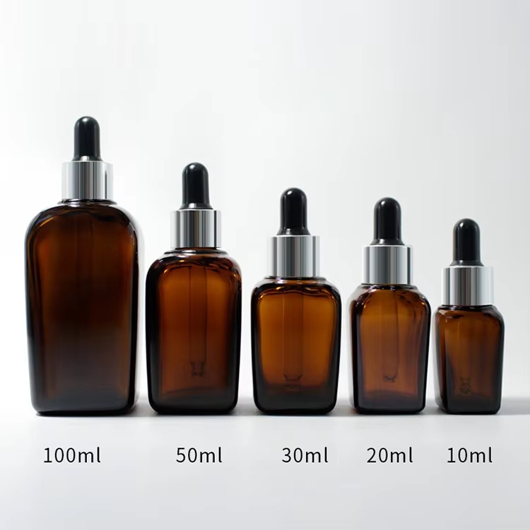 Square Amber Glass Dropper Bottles Factory Direct YF-GOM105S