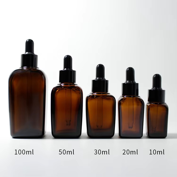 Square Amber Glass Dropper Bottles Factory Direct YF-GOM105S