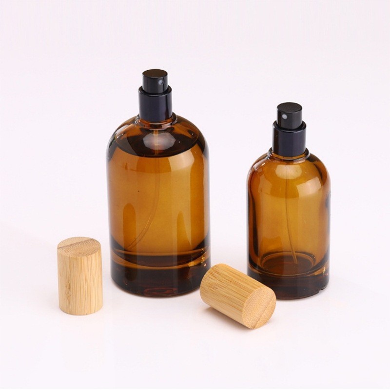 Factory Wholesale Amber Glass Perfume Bottles with Bamboo Caps YF-PB145
