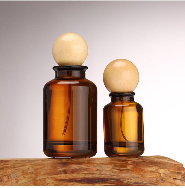 Factory Wholesale Amber Glass Perfume Bottles with Bamboo Caps YF-PB145