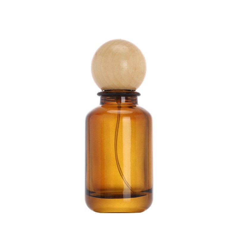 Factory Wholesale Amber Glass Perfume Bottles with Bamboo Caps YF-PB145