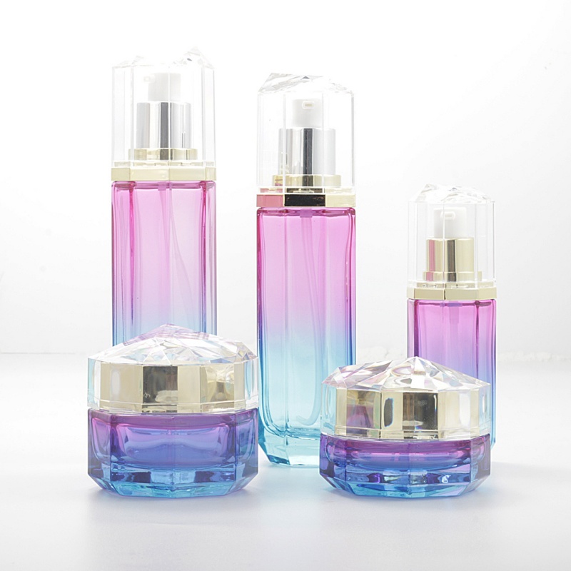 Glass Skincare Bottles Custom Serum Cream Hexagon Packaging YF242