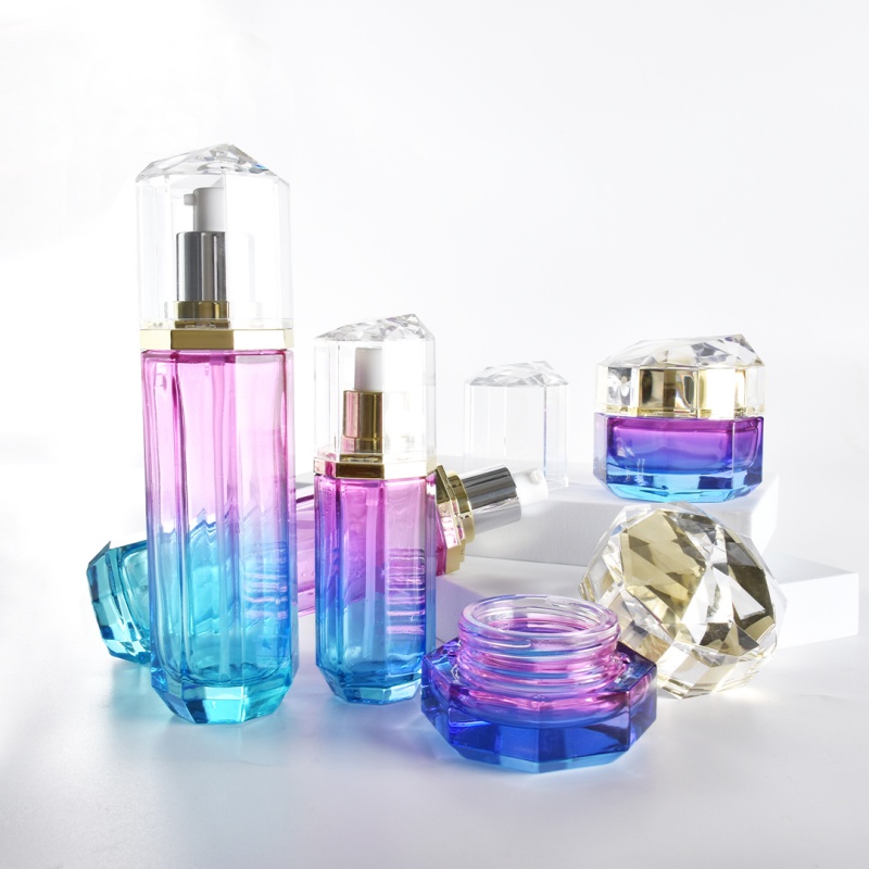 Glass Skincare Bottles Custom Serum Cream Hexagon Packaging YF242