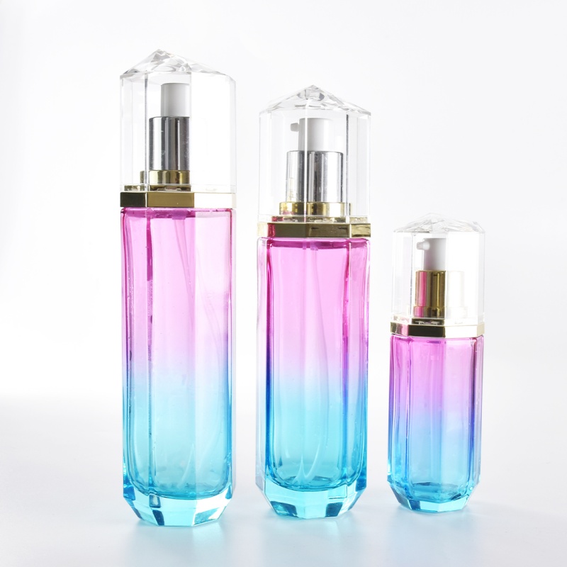 Glass Skincare Bottles Custom Serum Cream Hexagon Packaging YF242