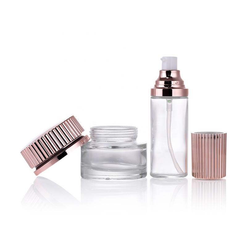 Glass skincare bottle set for lotion and serum packaging YF248C
