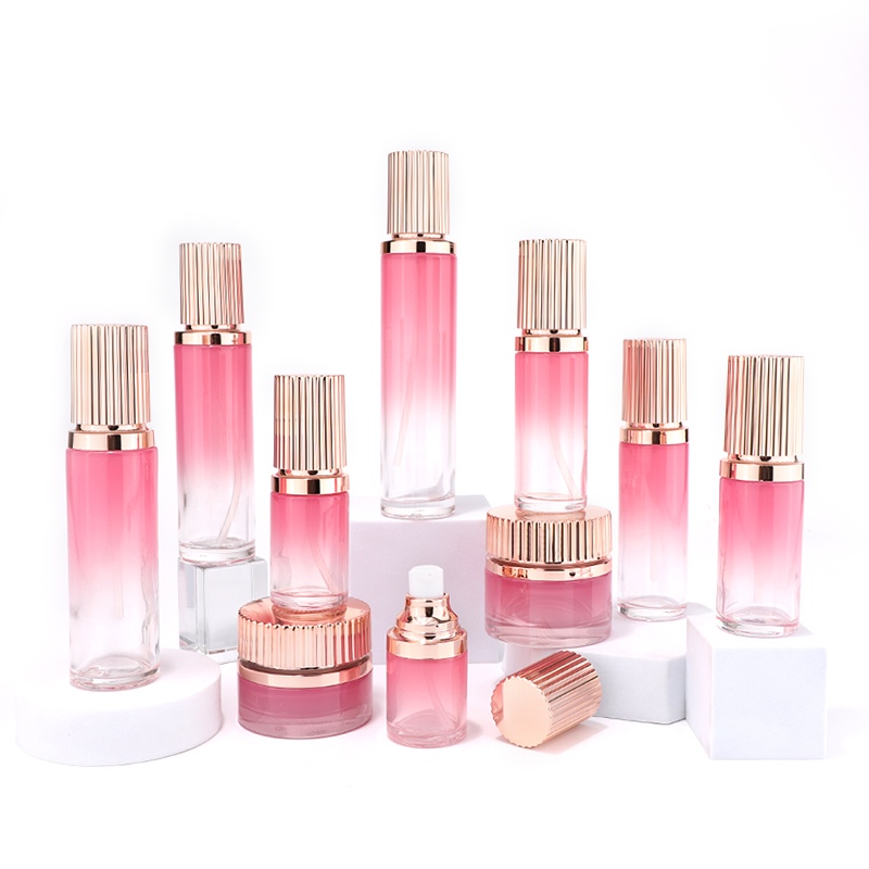 Glass skincare bottle set for lotion and serum packaging YF248C