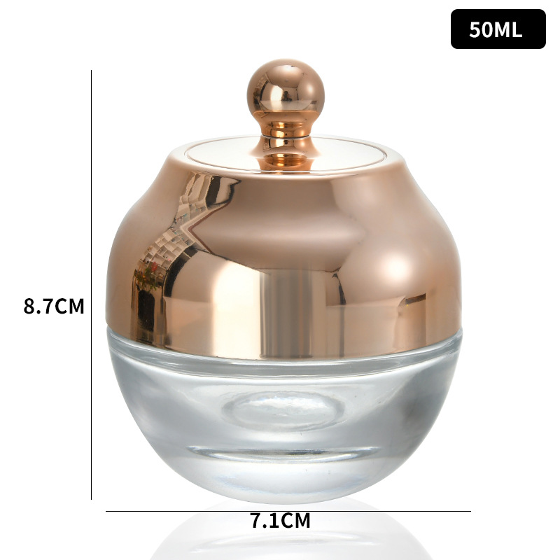 Custom Glass Face Cream Jars with Gold Caps for Skincare Packaging YF184J