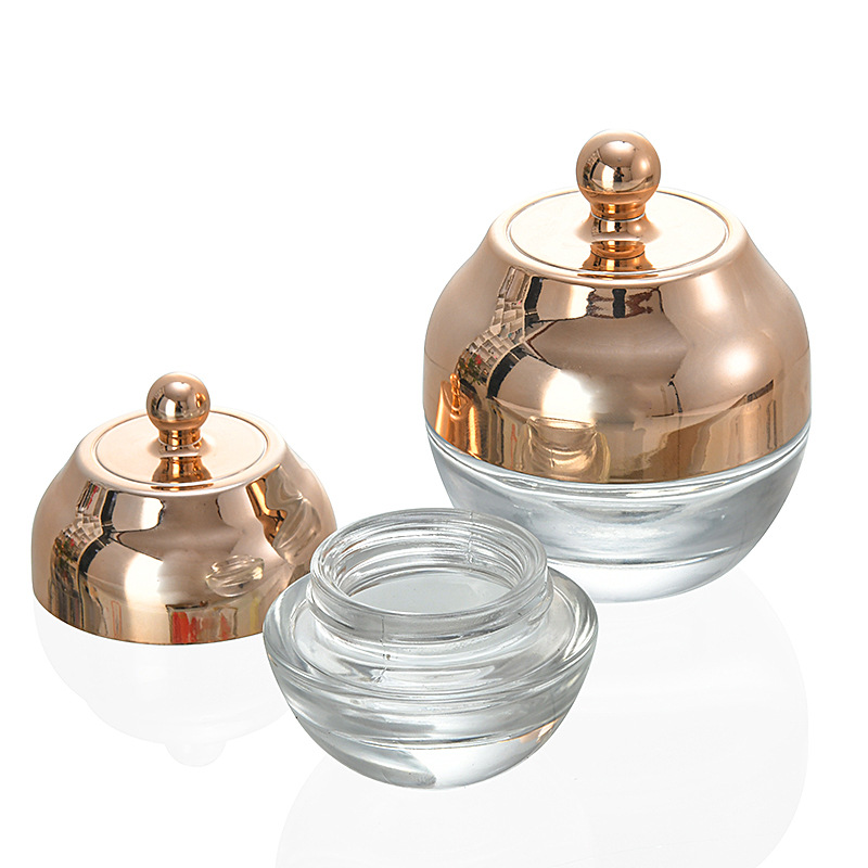 Custom Glass Face Cream Jars with Gold Caps for Skincare Packaging YF184J