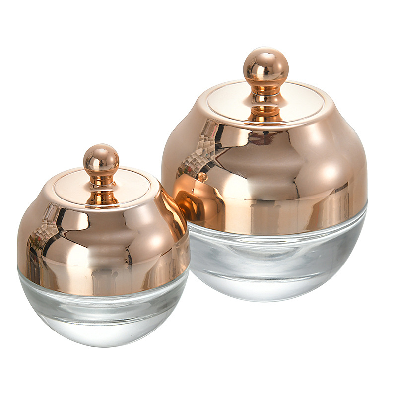 Custom Glass Face Cream Jars with Gold Caps for Skincare Packaging YF184J
