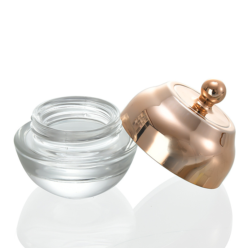 Custom Glass Face Cream Jars with Gold Caps for Skincare Packaging YF184J