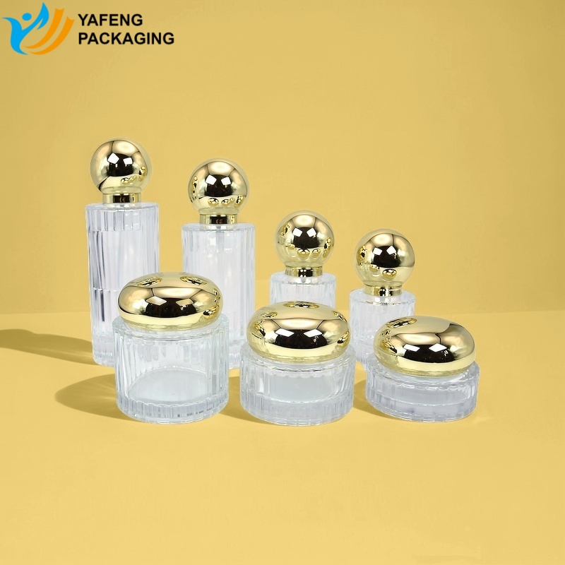 Luxury Skincare Glass Bottles and Jars for Cosmetic Packaging YF270D