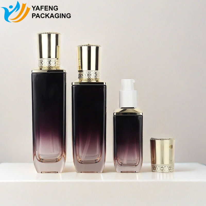 Square Glass Bottle Collection Skincare Packaging Container