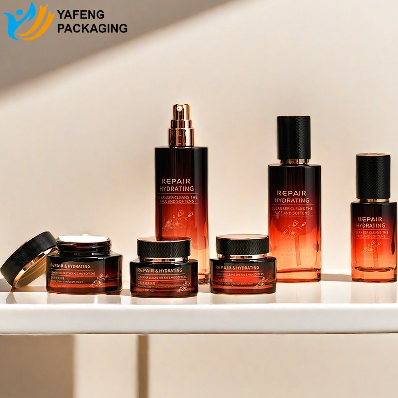 Custom Skincare Glass Packaging Set for Premium Brands YF288