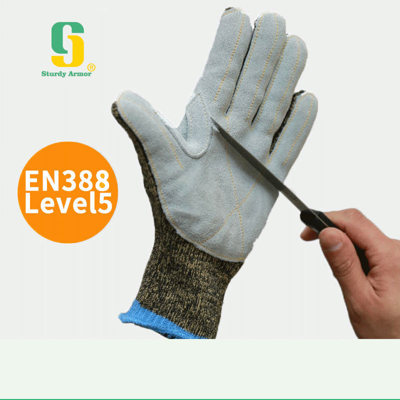 Cowhide palm cut resistant gloves