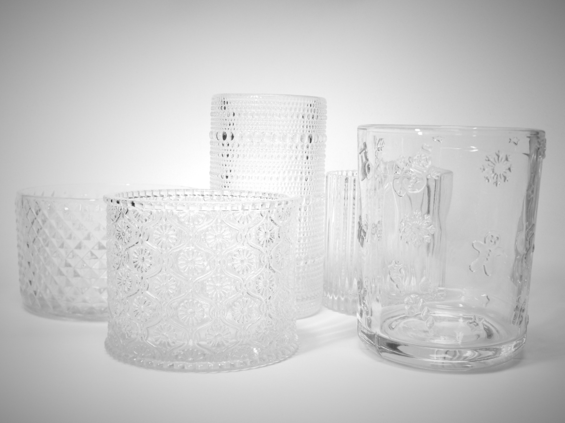 embossed candle cup and jar