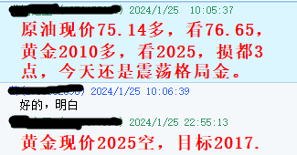 黄金指导2024年1月25指导