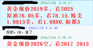 黄金指导2024年1月26指导