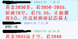 黄金指导2024年1月31指导