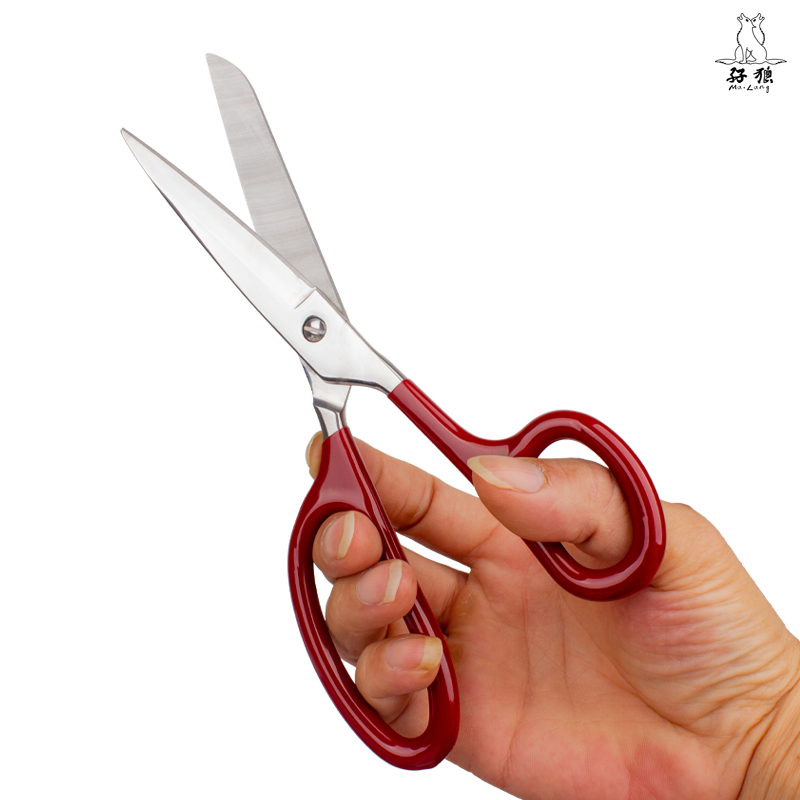 8 Inch full stainlesss steel sewing scissors with red soft handle