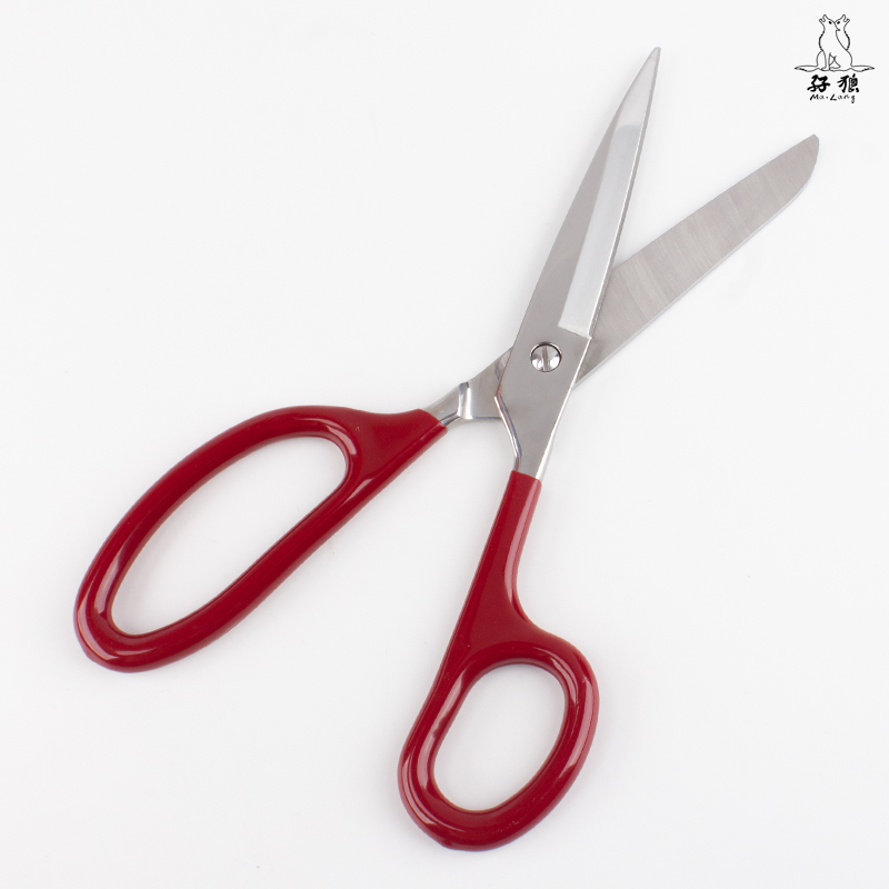 8 Inch full stainlesss steel sewing scissors with red soft handle