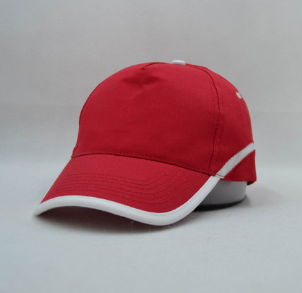7881 5panels combination lines and border peak headwear cap headgear,red/white,