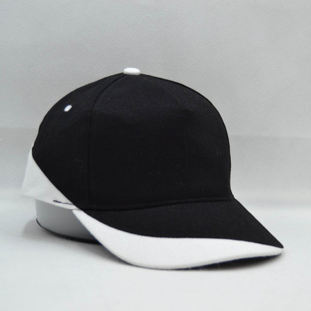 7312 5panels combination peak and body cap headwear headgear,black/white