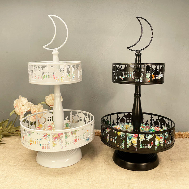 Eid Mubarak Two-tier Ramadan Iron Castle Tray#14 MOQ 5 pcs