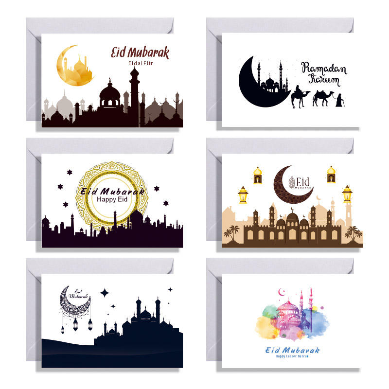 6pcs per bag Eid Greeting Cards with Envelopes #37 MOQ 5 packs