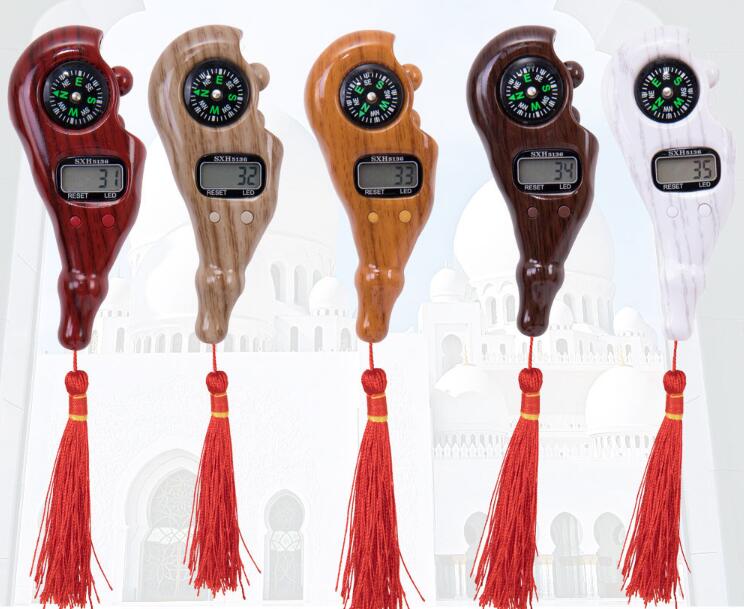 Electronics Tally Counter with LED Compass Wooden color Digital Tasbih #01