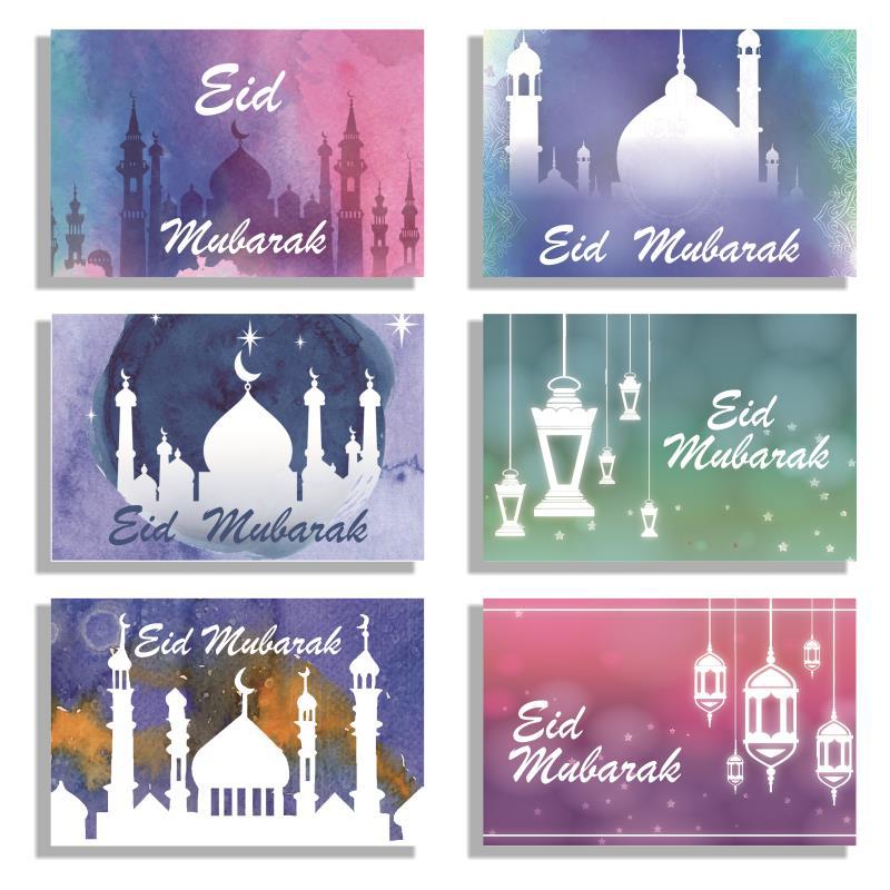 6pcs per bag Eid Greeting Cards with Envelopes #36 MOQ is 5 packs