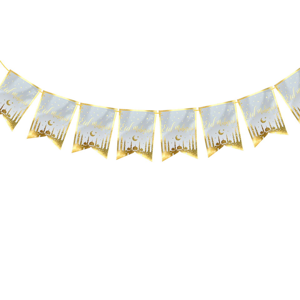 Gold Mosque pattern Banner for EID party MOQ 5 sets