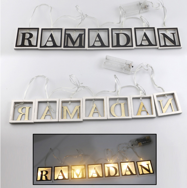 6*6cm wood letter sized in 42cm*16cm*1cm String Light #10 MOQ 10pcs