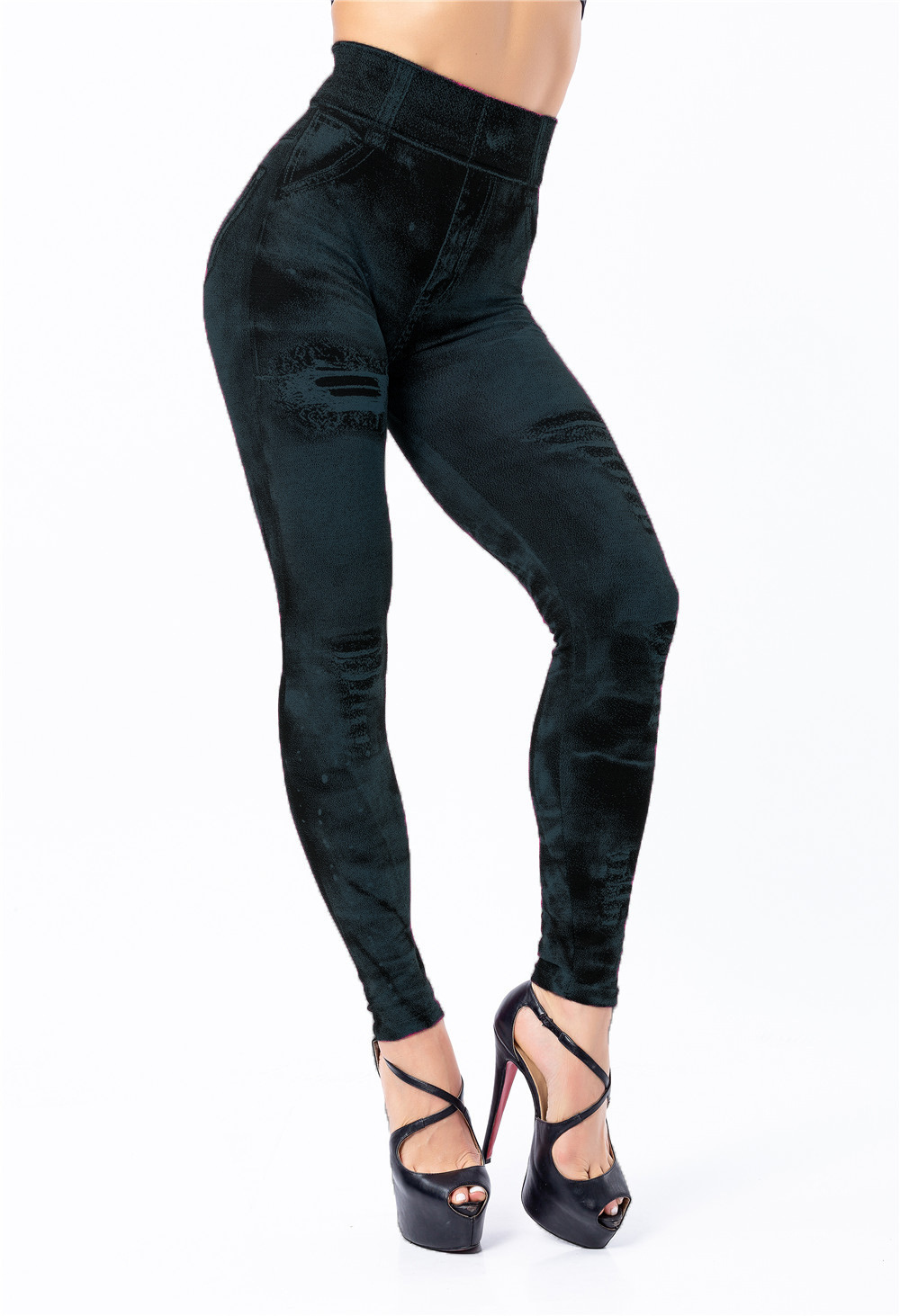 New Fashion Female High Elastic workout Printing Denim leggings