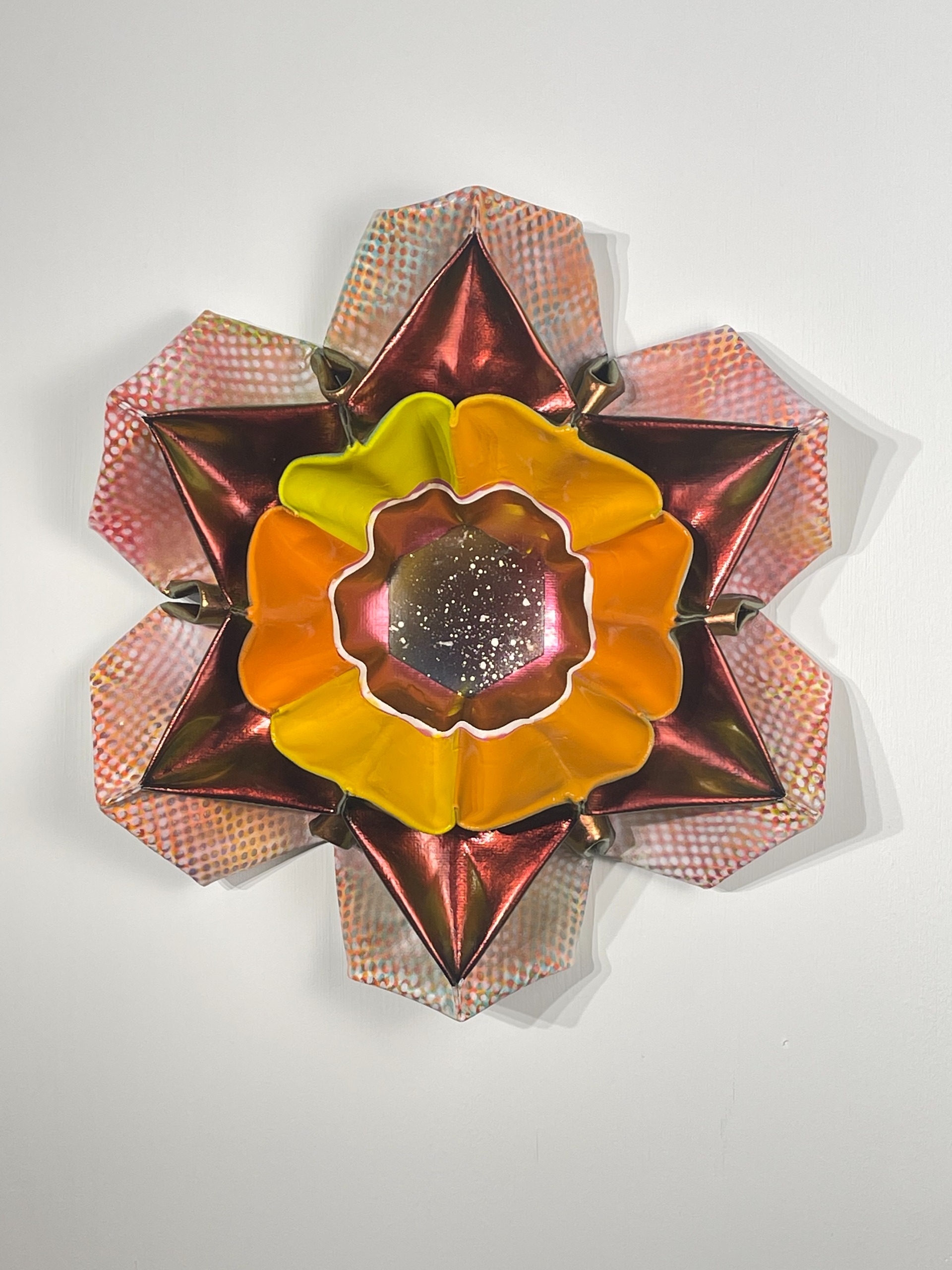 Pascal van der Graaf, Blossom (orange), 37x34.5x10.5 cm, 2025, Enamel and cyanoacrylate on canvas