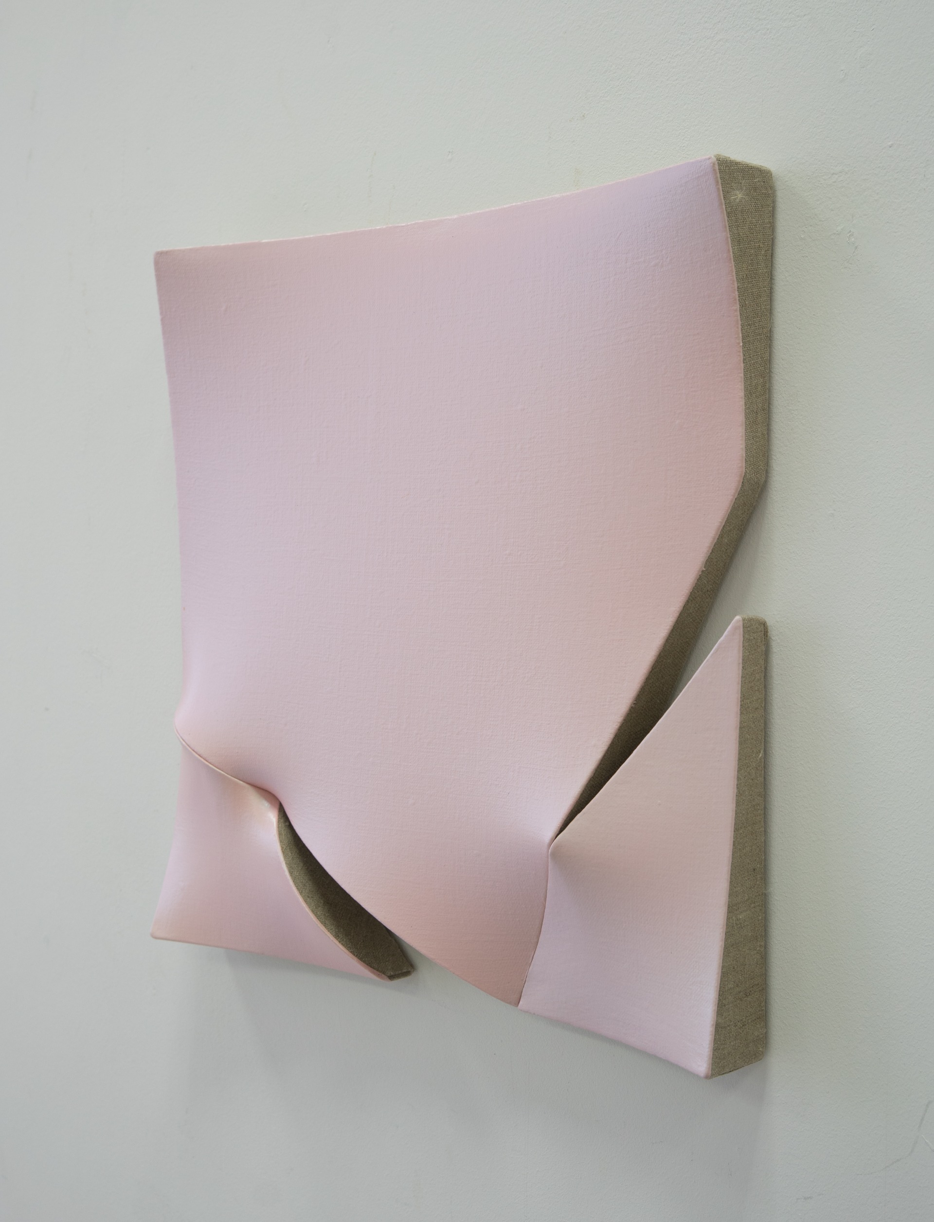 Cuts in Pinks, 2023, acrylics on linen, 45x45x5cm, 075