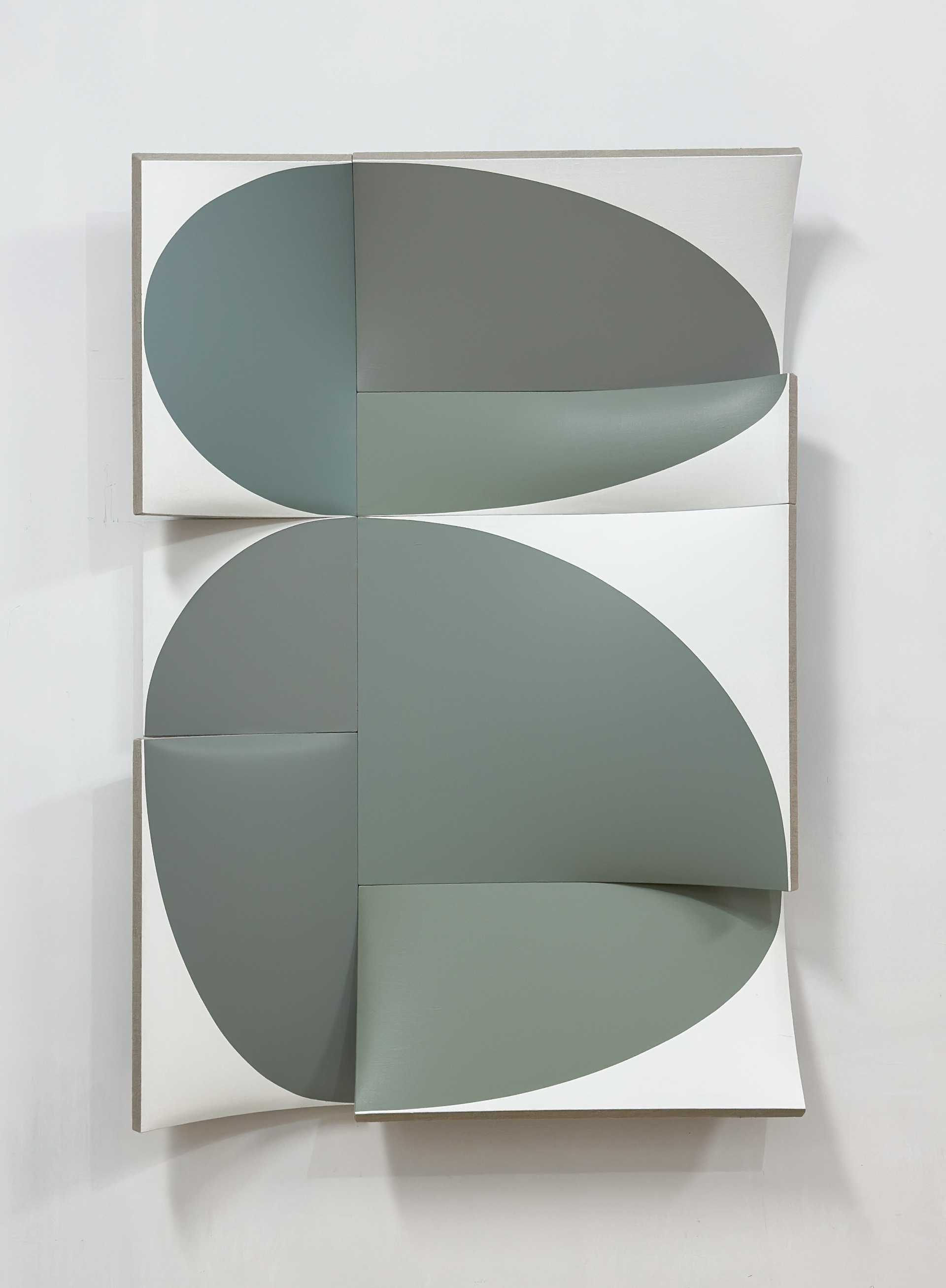 “Balancing act in greys” 2024, acrylics on linen, 150x105x15cm