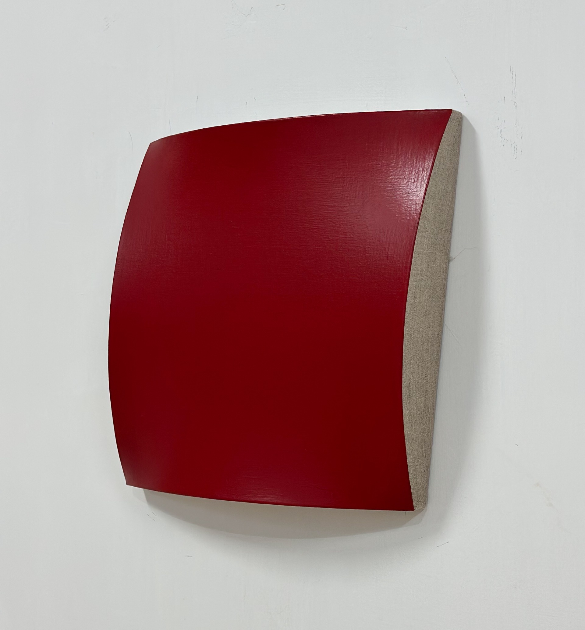 “Birth of red” 2024, acrylics on linen, 40x40x7cm, 0,75