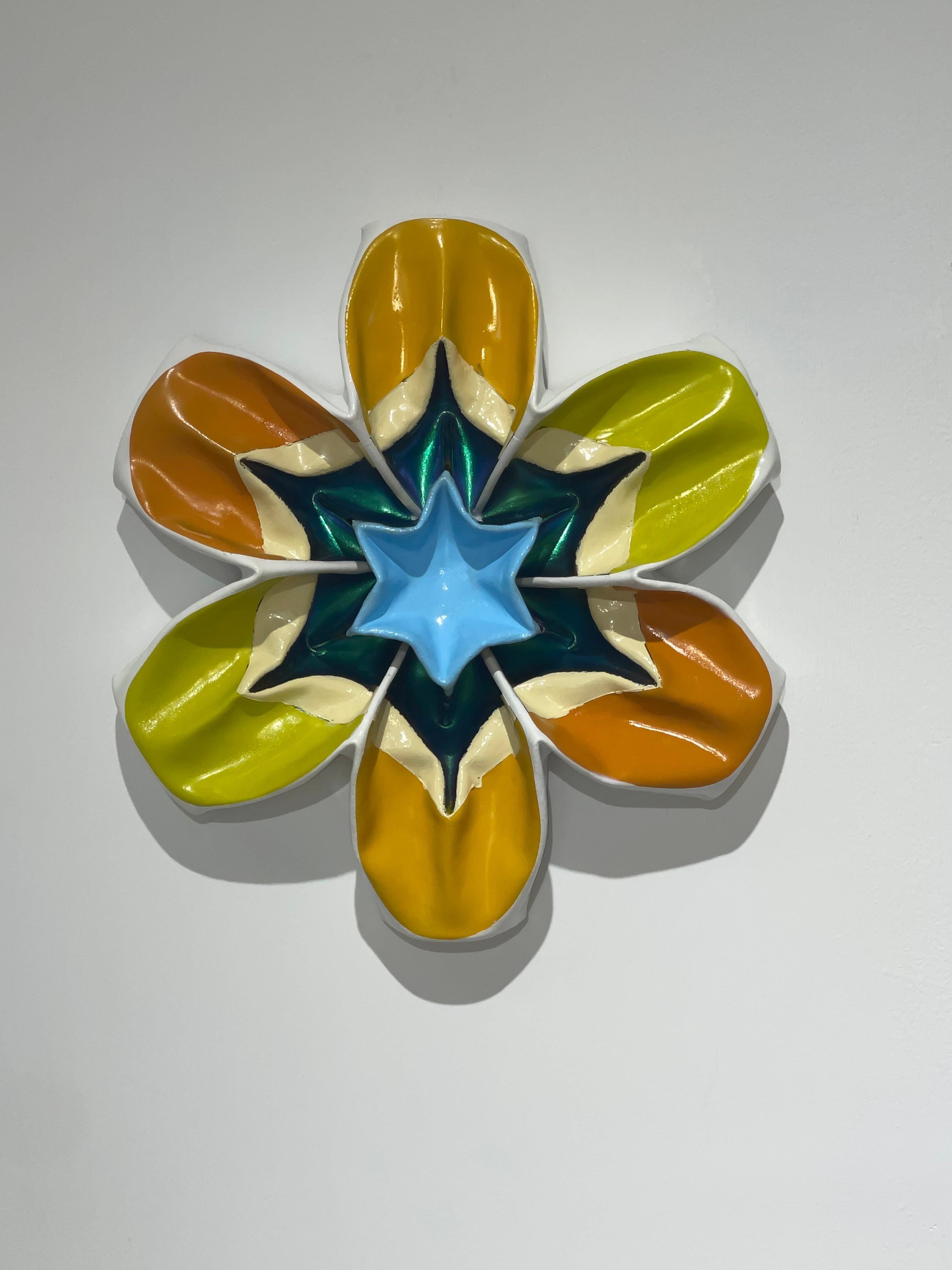 Pascal van der Graaf, Blossom (yellow), 34x32x7 cm, 2025, Enamel and cyanoacrylate on canvas, 0.5